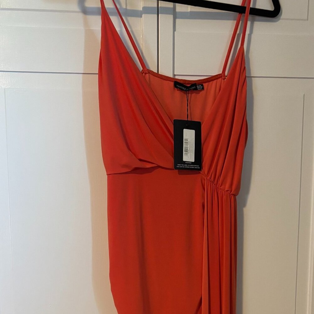 Orange Slinky Drape Dress